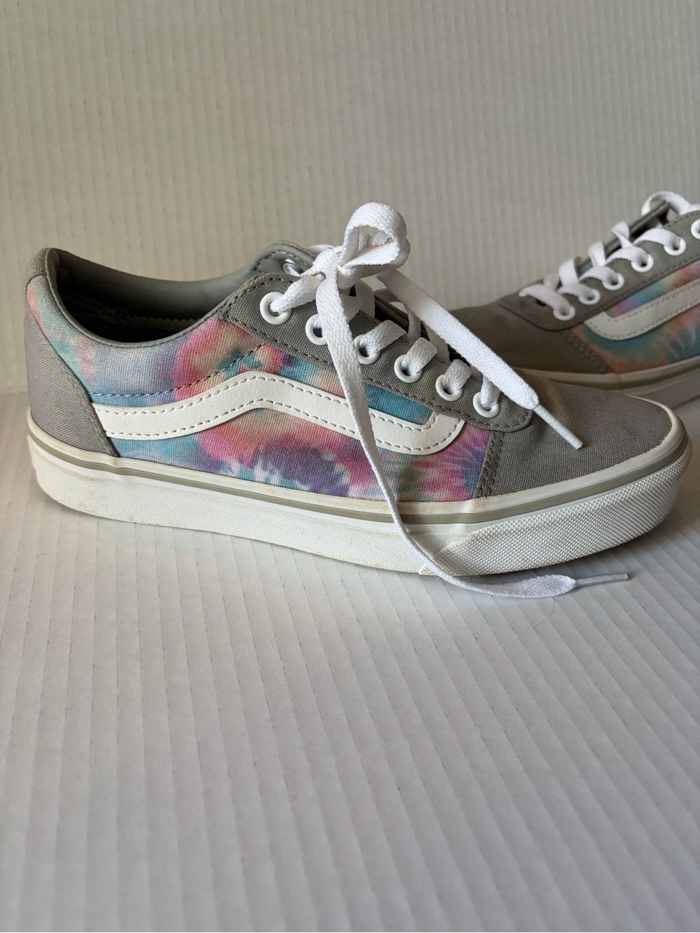 Vans Ward Pastel Tie Dye Sneakers Grey Pink Blue Size 6.5